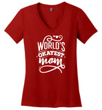 World's Okayest Mom Ladies V-Neck T-Shirt