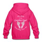 Mom Guardian Angel Gildan Heavy Blend Youth Hoodie - fuchsia