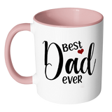 Best Dad Ever 11 oz White Coffee Mug with color handles and inside. Gift for Fathers Day