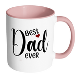 Best Dad Ever 11 oz White Coffee Mug with color handles and inside. Gift for Fathers Day