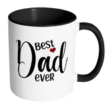 Best Dad Ever 11 oz White Coffee Mug with color handles and inside. Gift for Fathers Day