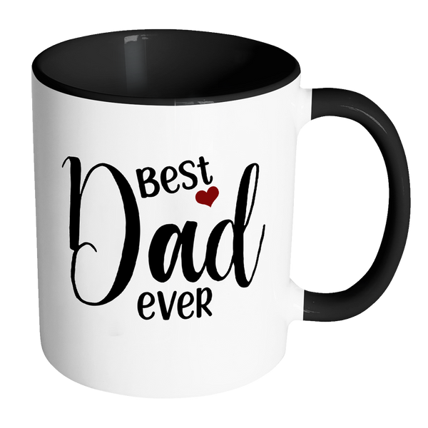 Best Dad Ever 11 oz White Coffee Mug with color handles and inside. Gift for Fathers Day