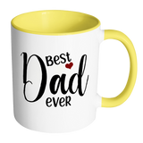 Best Dad Ever 11 oz White Coffee Mug with color handles and inside. Gift for Fathers Day
