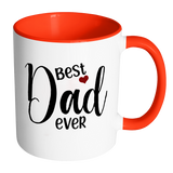 Best Dad Ever 11 oz White Coffee Mug with color handles and inside. Gift for Fathers Day