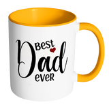 Best Dad Ever 11 oz White Coffee Mug with color handles and inside. Gift for Fathers Day