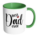 Best Dad Ever 11 oz White Coffee Mug with color handles and inside. Gift for Fathers Day