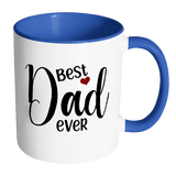 Best Dad Ever 11 oz White Coffee Mug with color handles and inside. Gift for Fathers Day