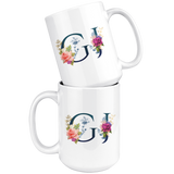 GJ INITIALS 15 OZ WHITE COFFEE MUG