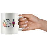 GJ INITIALS 11 OZ WHITE COFFEE MUG