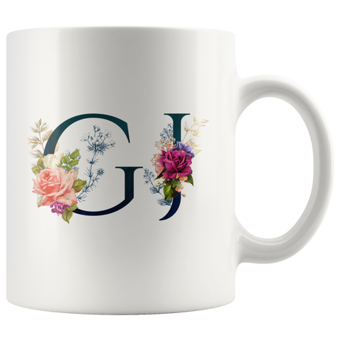 GJ INITIALS 11 OZ WHITE COFFEE MUG