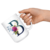 B INITIAL 15 OZ WHITE COFFEE MUG