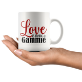 Love is being a Gammie 11 oz White Coffee Mug - Gift for Gammie