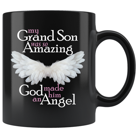Grandson Amazing Angel Black Coffee mug