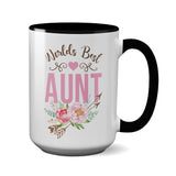 Worlds Best Aunt Coffee Mug - Gift for Aunt Birthday, Mothers Day Gift