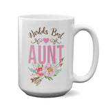 Worlds Best Aunt Coffee Mug - Gift for Aunt Birthday, Mothers Day Gift