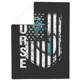 Nurse Flag Blanket - Black, Teal and White