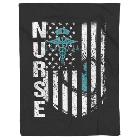 Nurse Flag Blanket - Black, Teal and White