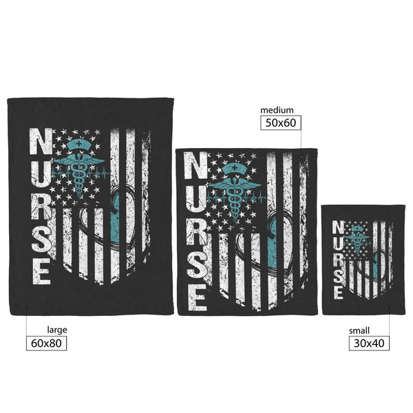 Nurse Flag Blanket - Black, Teal and White