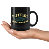 Retired Gone Fishing Black Coffee Mug