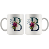B INITIAL 11 OZ WHITE COFFEE MUG