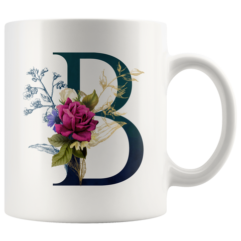 B INITIAL 11 OZ WHITE COFFEE MUG