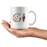 GJ INITIALS 11 OZ WHITE COFFEE MUG