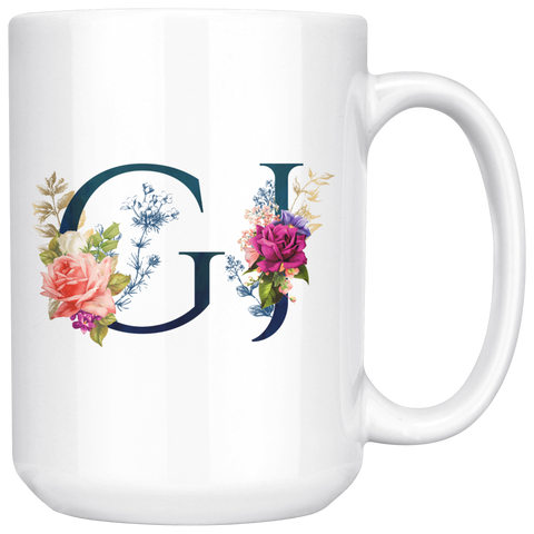 GJ INITIALS 15 OZ WHITE COFFEE MUG