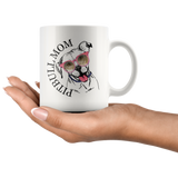 Pitbull Mom 11 oz White Coffee Mug - Cute Pitbull Wearing Gun Glasses