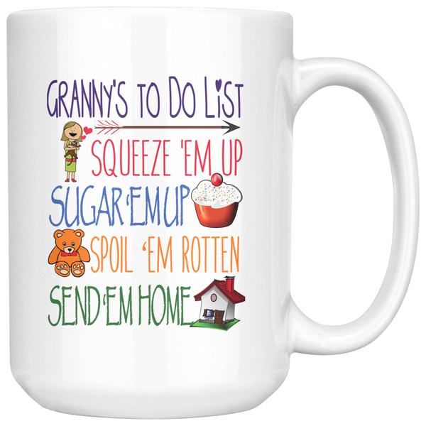 Granny's ToDo List 15 oz White Coffee Mug - Cute Mug for Granny