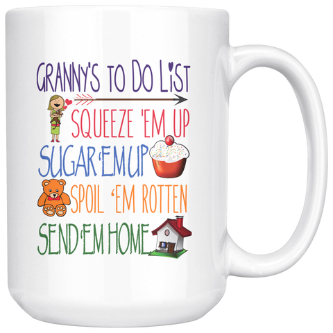 Granny's ToDo List 15 oz White Coffee Mug - Cute Mug for Granny