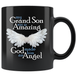 My Grandson Was So Amazing God Made Her An Angel 11 oz Black Coffee Mug / Blue