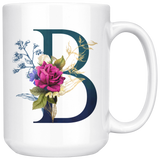B INITIAL 15 OZ WHITE COFFEE MUG