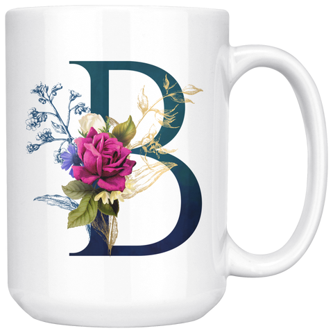 B INITIAL 15 OZ WHITE COFFEE MUG