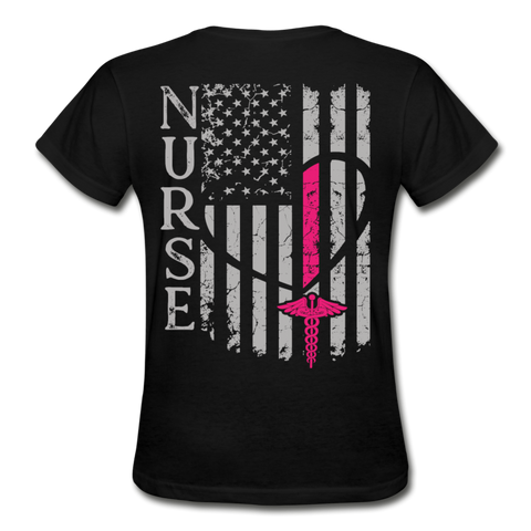 Nurse Flag Gildan Ultra Cotton Ladies T-Shirt (CK1213) - black