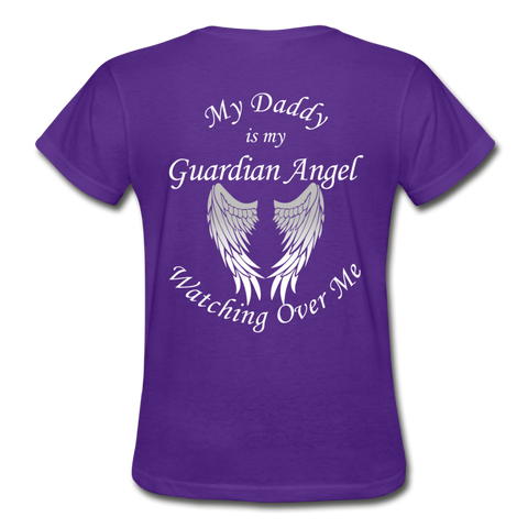 Daddy Guardian Angel Gildan Ultra Cotton Ladies T-Shirt (Ck1363) - purple