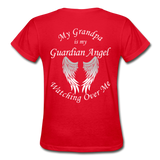 Grandpa Guardian Angel Gildan Ultra Cotton Ladies T-Shirt (Ck1370) - red