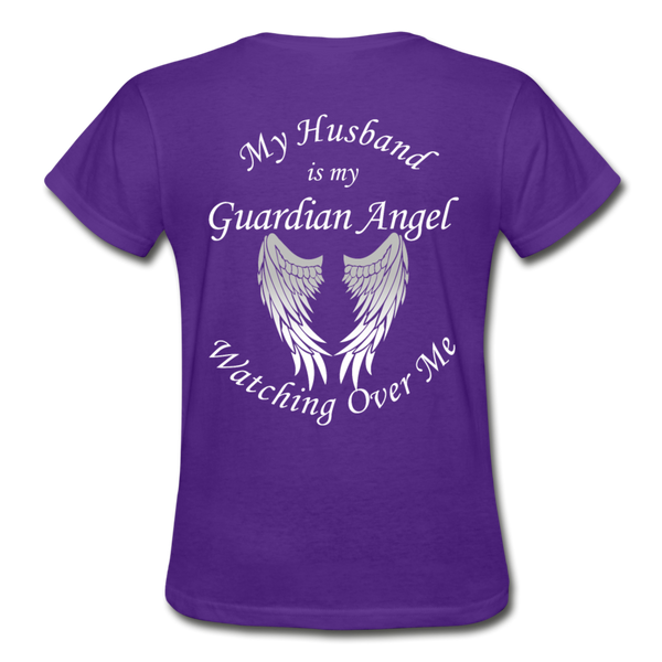 Husband Guardian Angel Gildan Ultra Cotton Ladies T-Shirt (CK1376) - purple