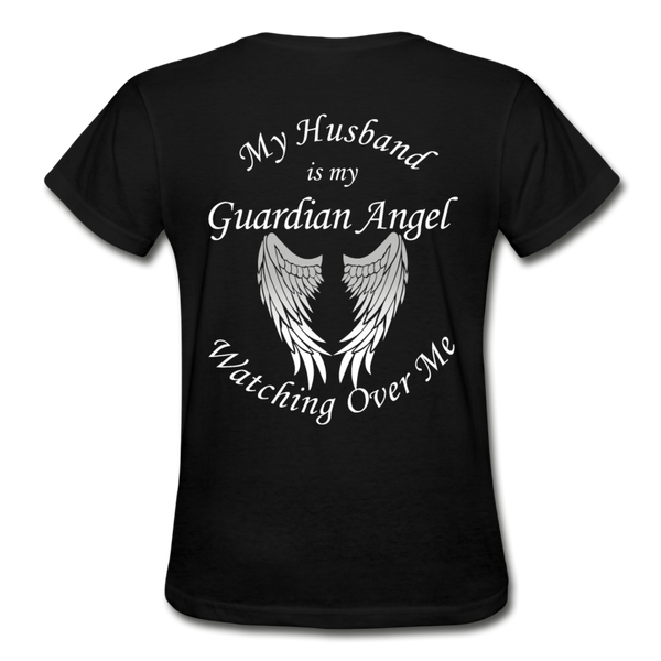 Husband Guardian Angel Gildan Ultra Cotton Ladies T-Shirt (CK1376) - black