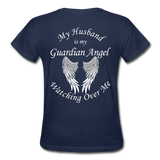 Husband Guardian Angel Gildan Ultra Cotton Ladies T-Shirt (CK1376) - navy