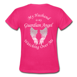 Husband Guardian Angel Gildan Ultra Cotton Ladies T-Shirt (CK1376) - fuchsia