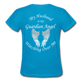 Husband Guardian Angel Gildan Ultra Cotton Ladies T-Shirt (CK1376) - turquoise