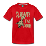 Rawr I'm Four Toddler Premium T-Shirt (CK1379) - red