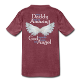 Daddy Amazing Angel Kids' Premium T-Shirt (CK1381) - heather burgundy