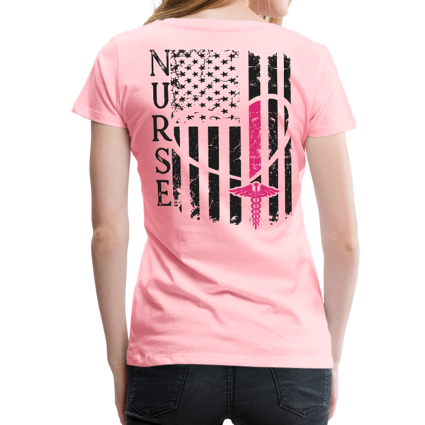 Nurse Flag Women’s Premium T-Shirt (CK1312) - pink