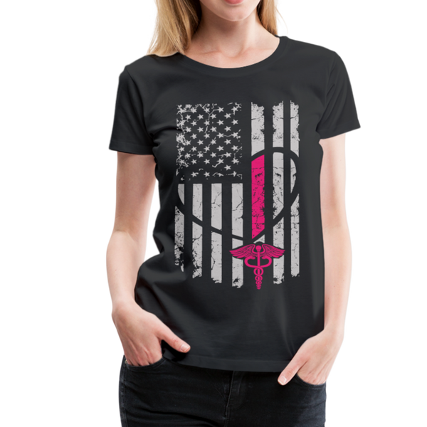 Nurse Flag Women’s Premium T-Shirt (CK1296) - black