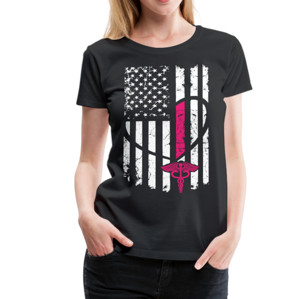 Nurse Flag Women’s Premium T-Shirt (CK1394) - black