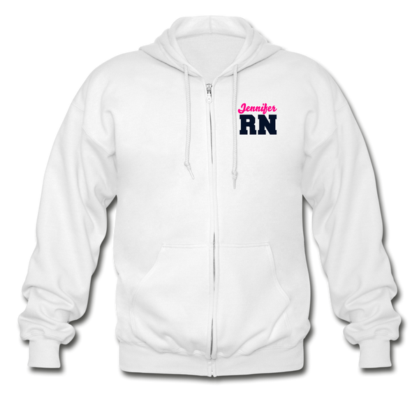 Jennifer RN Nurse Flag Gildan Heavy Blend Adult Zip Hoodie - white