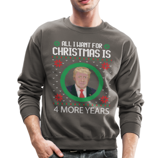 Trump Ugly Christmas Sweather Crewneck Sweatshirt - asphalt gray