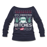 It's Christmas Bitches Women's Wideneck Sweatshirt (CK1470) - melange navy