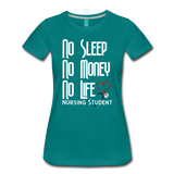 No Sleep No Money No Life Women’s Premium T-Shirt (CK1475W) - teal